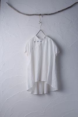 カディコットン シノワズリブラウス/Khadi cotton pullover blouse 「チェック織り オフ/Neutral」