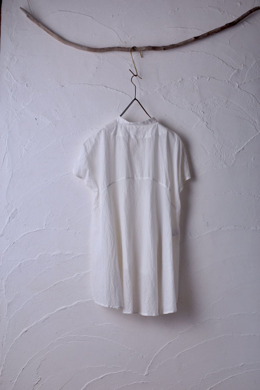 カディコットン シノワズリブラウス/Khadi cotton pullover blouse 「チェック織り オフ/Neutral」