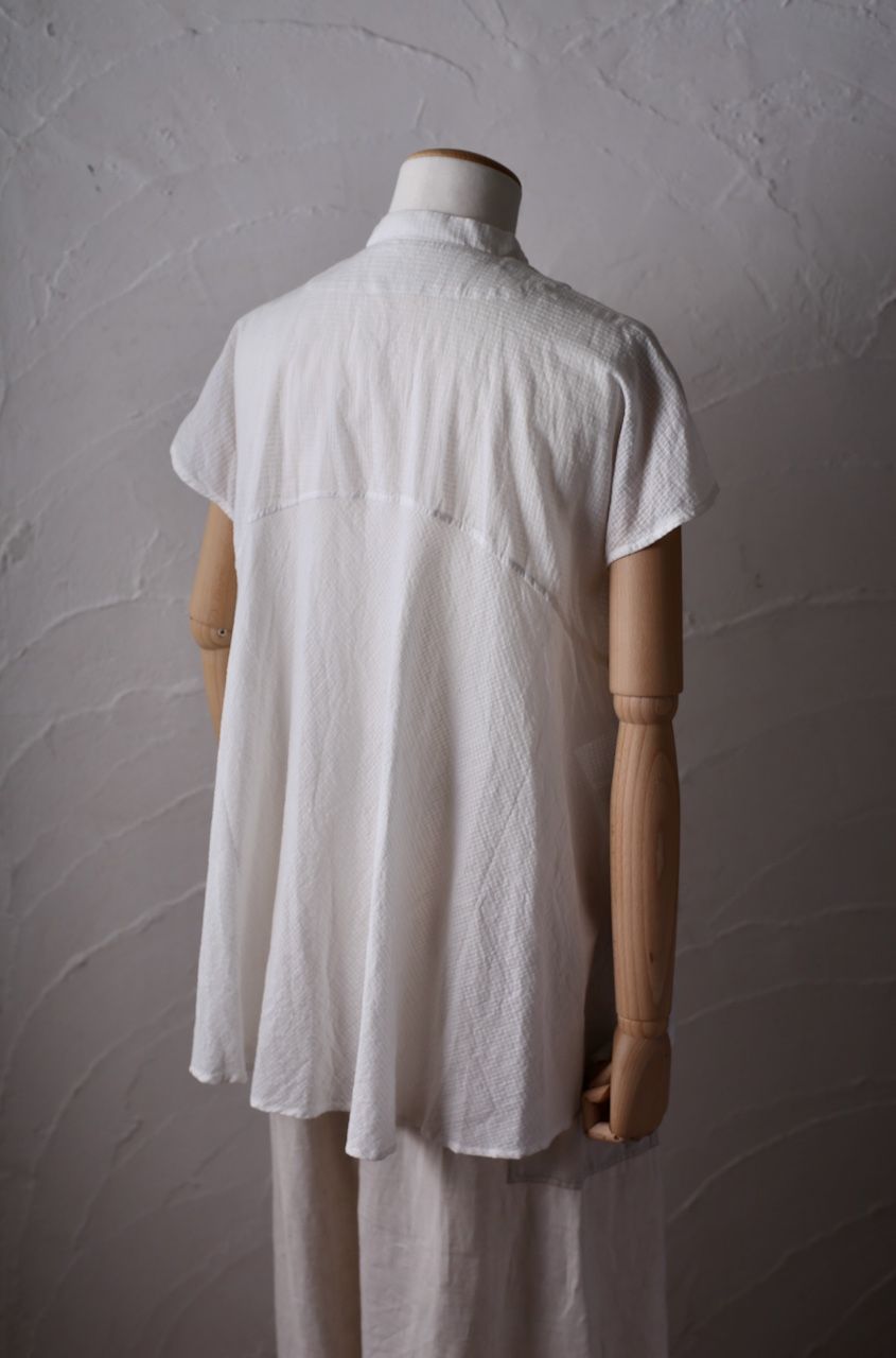 カディコットン シノワズリブラウス/Khadi cotton pullover blouse 「チェック織り オフ/Neutral」