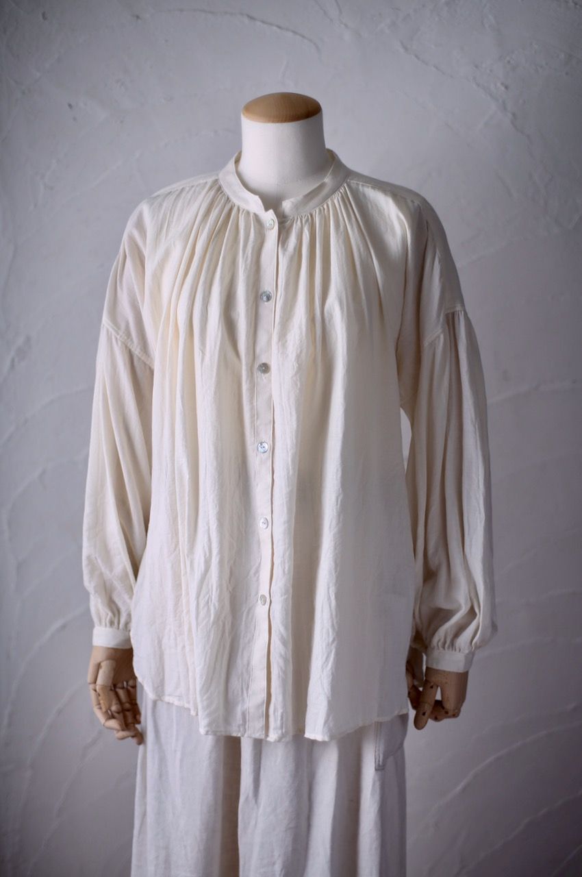 コットンシルクビエラ 前ボタンブラウス khadi cotton blouse 「生成り/Neutral」
