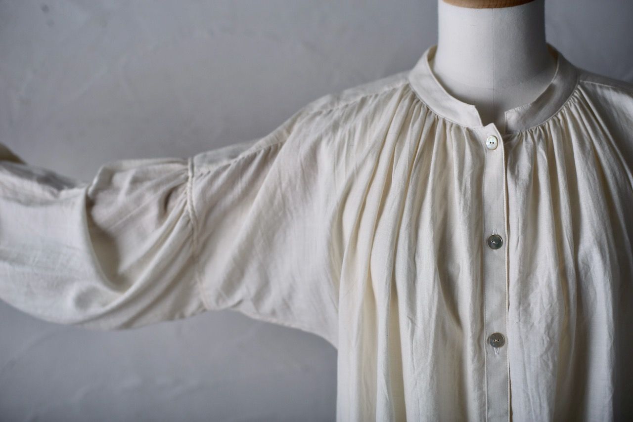 コットンシルクビエラ 前ボタンブラウス khadi cotton blouse 「生成り/Neutral」