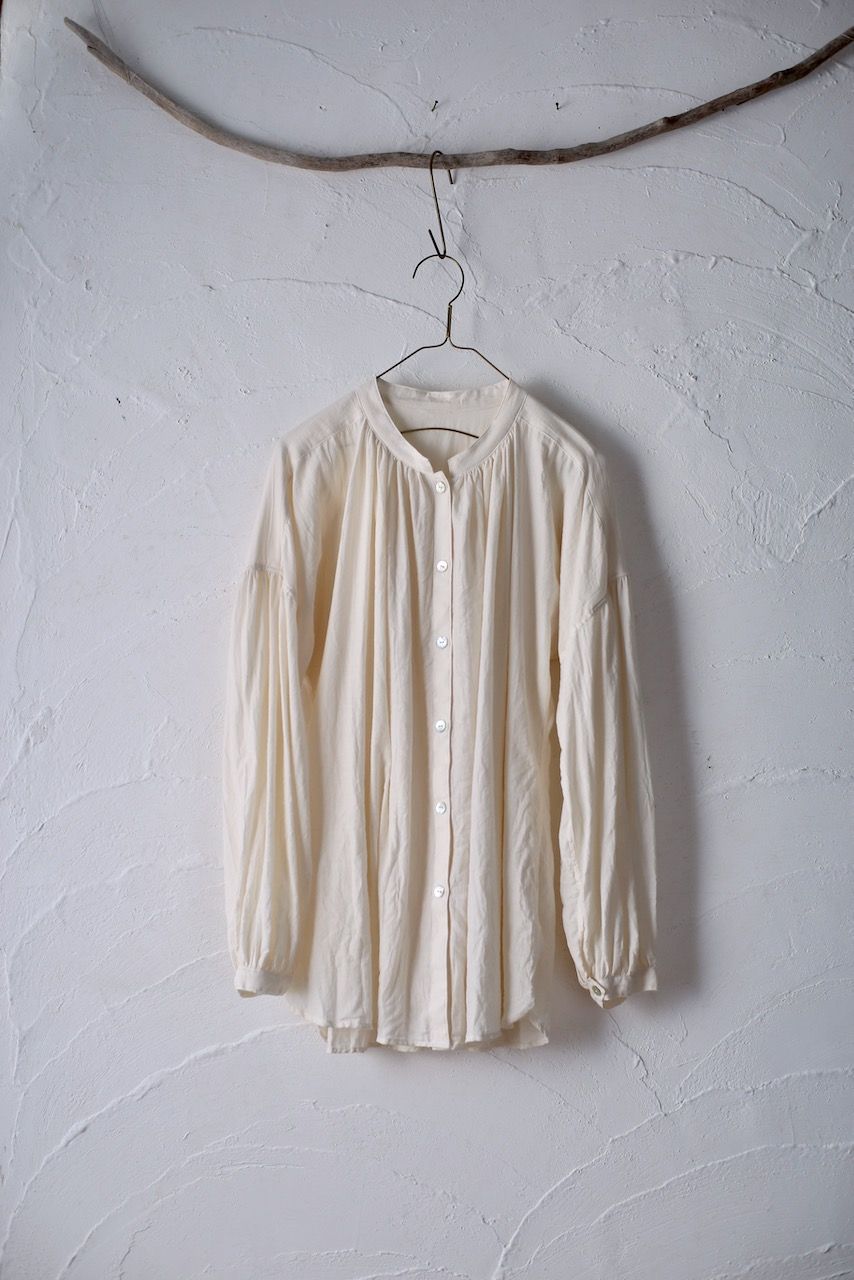 コットンシルクビエラ 前ボタンブラウス khadi cotton blouse 「生成り/Neutral」