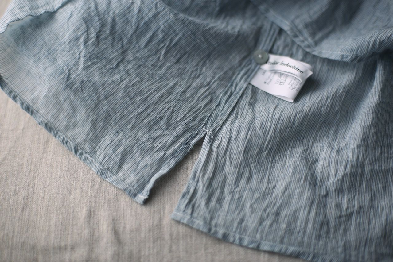 カディコットン カフタン風ブラウス/Khadi cotton pullover blouse「先染めストライプ織り/Stripe」