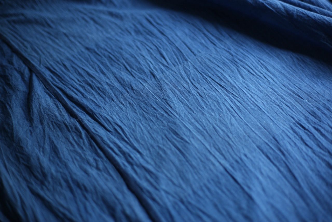 カディコットン 大判ストール  発酵灰汁建て藍染め Khadi cotton scarf 「浅葱/Light indigo」