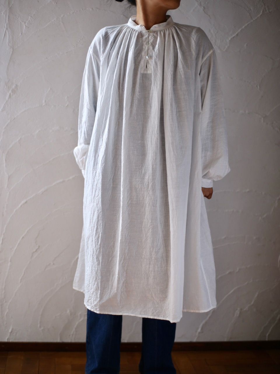カディコットン 薄手 ロングブラウス/Khadi cotton long blouse「オフ/Neutral」