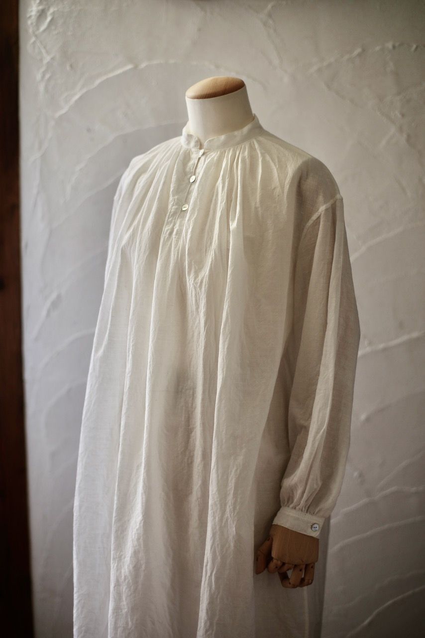 カディコットンカウント84×100 ロングブラウス/Khadi cotton long blouse「白/White」