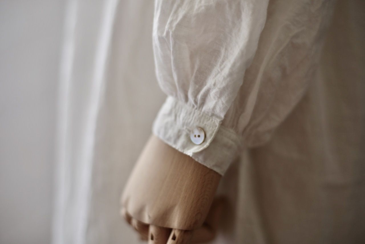 カディコットンカウント84×100 ロングブラウス/Khadi cotton long blouse「白/White」