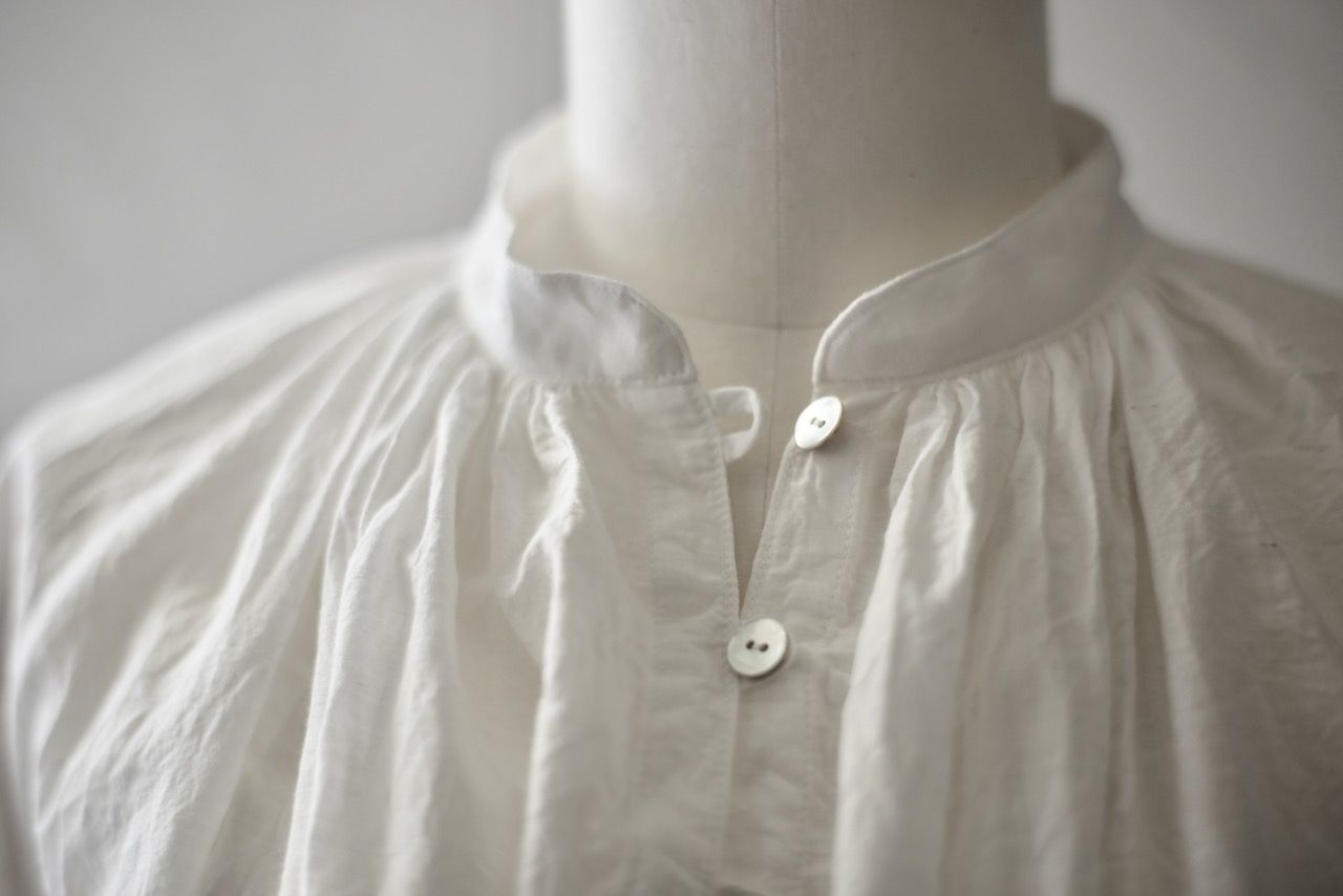 カディコットンカウント84×100 ロングブラウス/Khadi cotton long blouse「白/White」