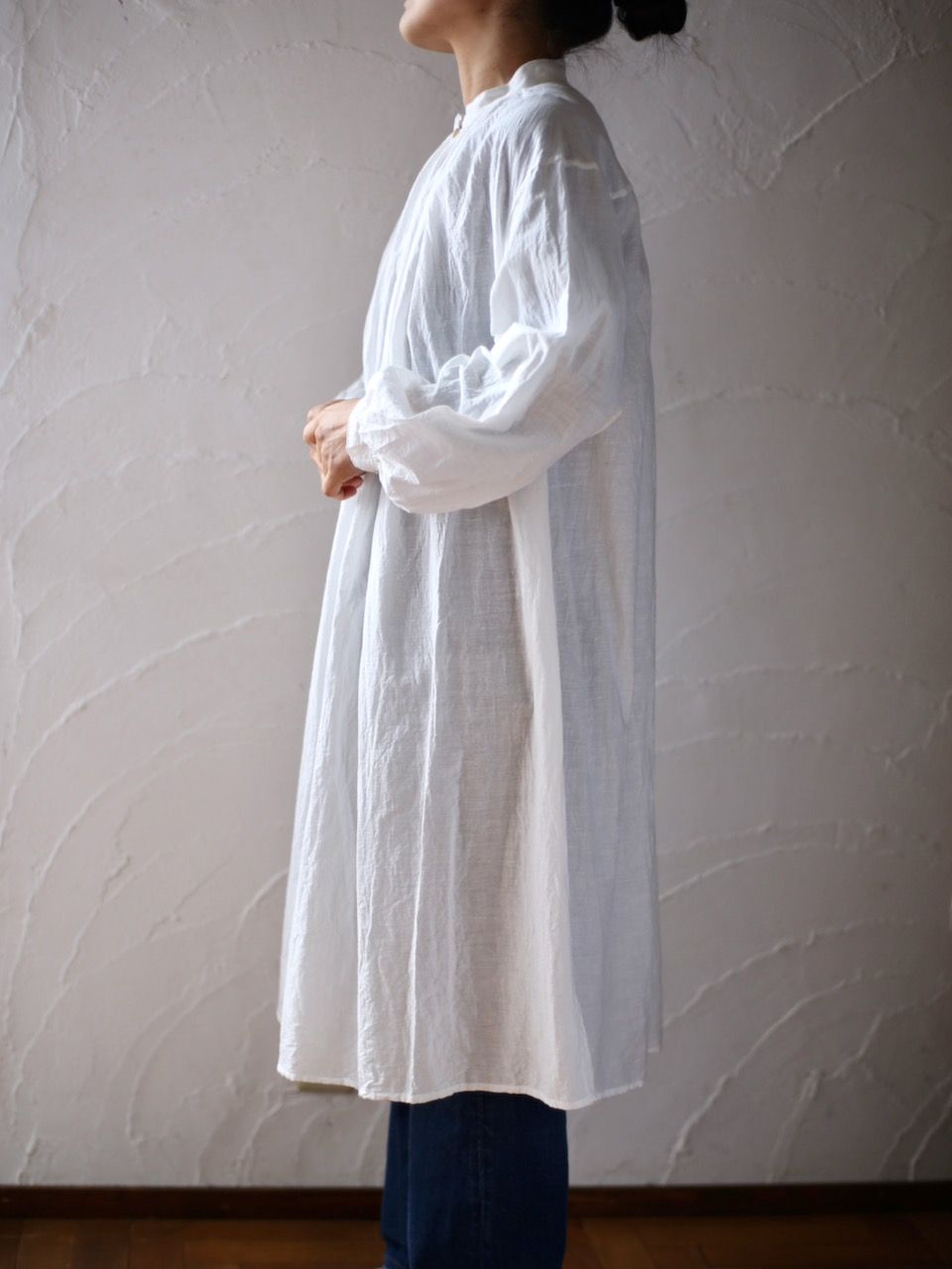 カディコットン 薄手 ロングブラウス/Khadi cotton long blouse「オフ/Neutral」