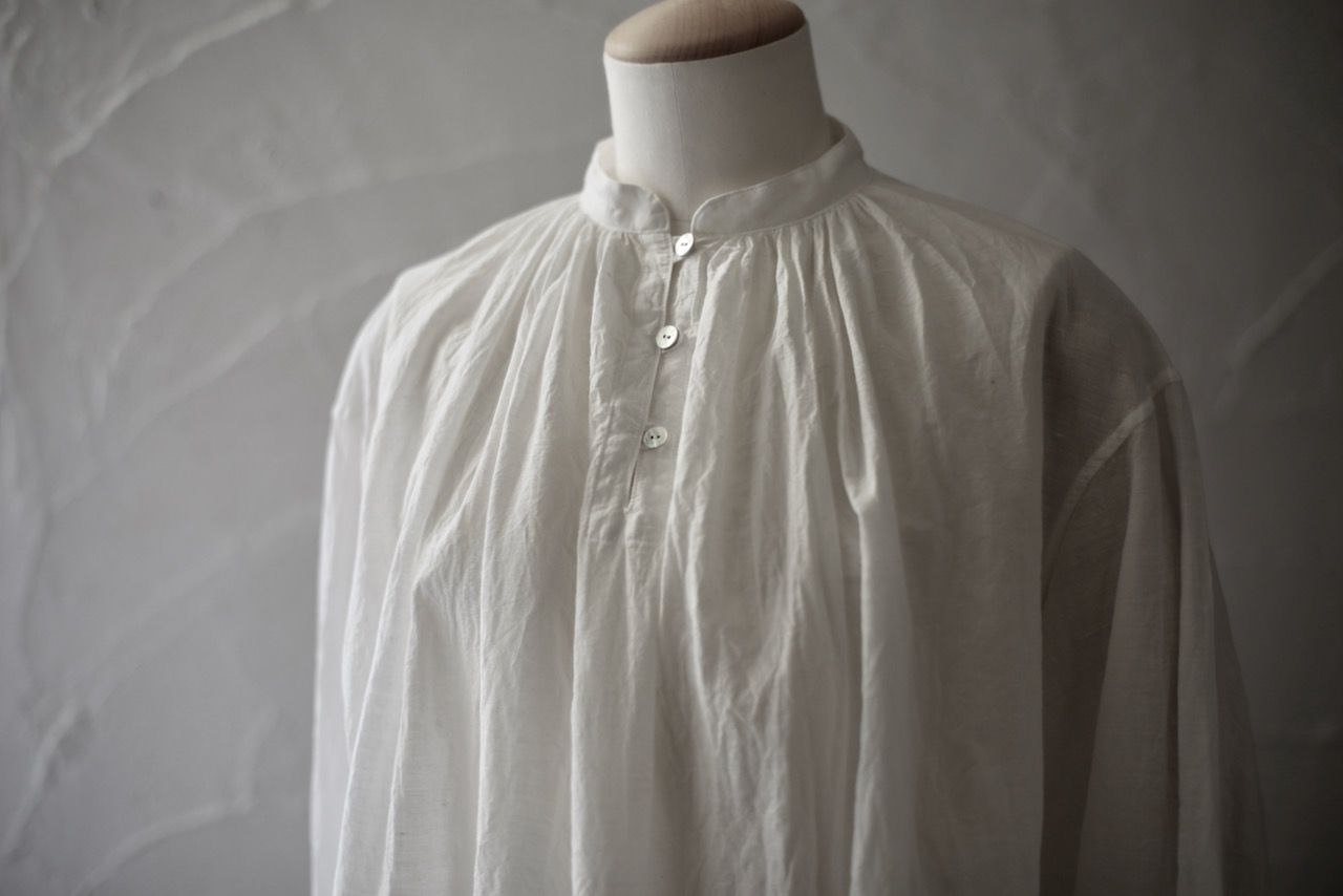 カディコットンカウント84×100 ロングブラウス/Khadi cotton long blouse「白/White」