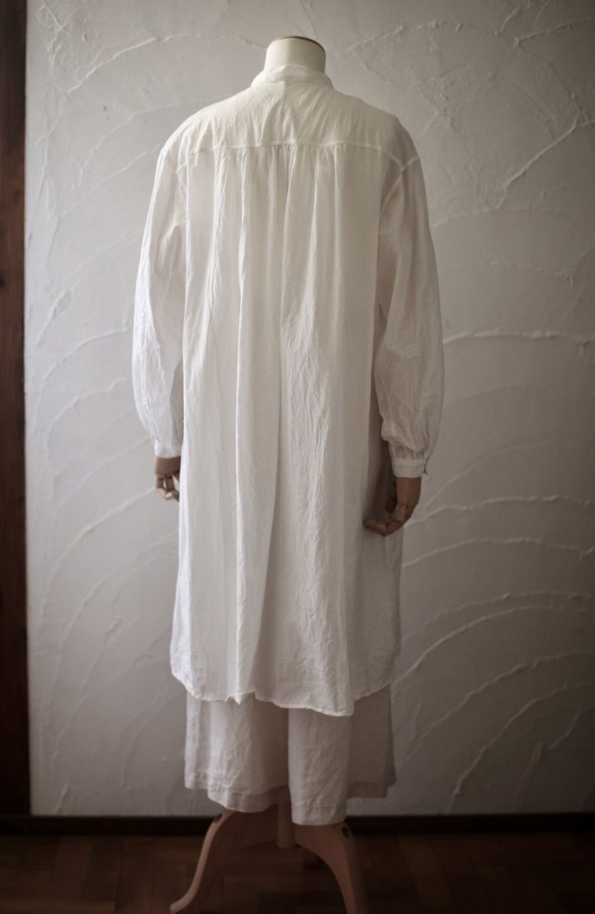カディコットンカウント84×100 ロングブラウス/Khadi cotton long blouse「白/White」