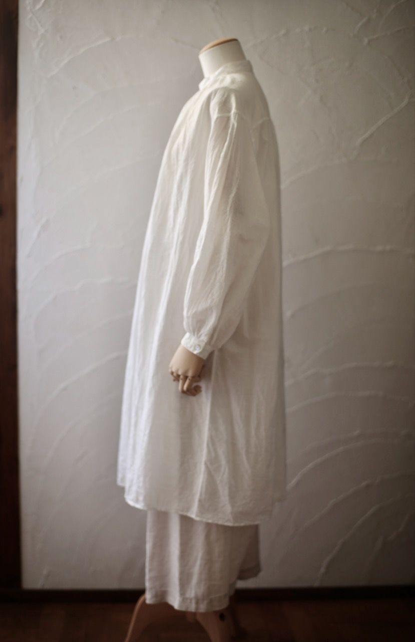 カディコットンカウント84×100 ロングブラウス/Khadi cotton long blouse「白/White」