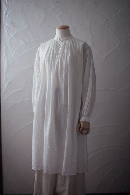 カディコットン 薄手 ロングブラウス/Khadi cotton long blouse「オフ/Neutral」