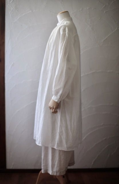 カディコットン 薄手 ロングブラウス/Khadi cotton long blouse「オフ/Neutral」