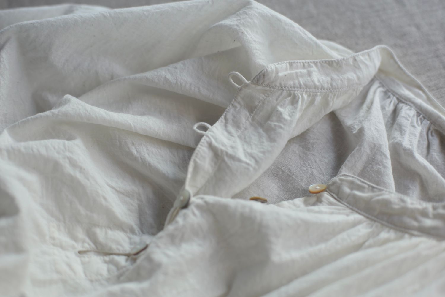 カディコットン カウント100 ギャザーブラウス khadi cotton pullover blouse 「オフ/Neutral」
