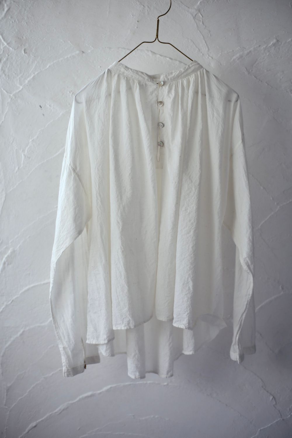 カディコットン カウント100 ギャザーブラウス khadi cotton pullover blouse 「オフ/Neutral」
