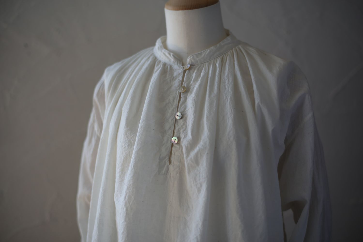カディコットン カウント100 ギャザーブラウス khadi cotton pullover blouse 「オフ/Neutral」