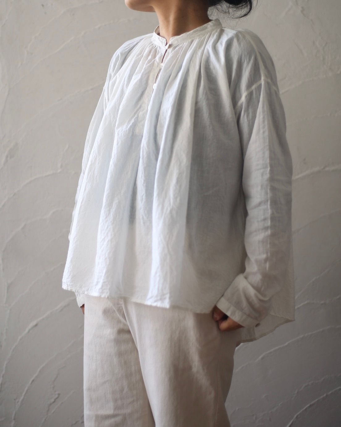 カディコットン カウント100 ギャザーブラウス khadi cotton pullover blouse 「オフ/Neutral」