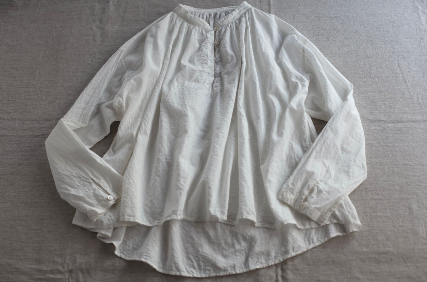 カディコットン カウント100 ギャザーブラウス khadi cotton pullover blouse 「オフ/Neutral」