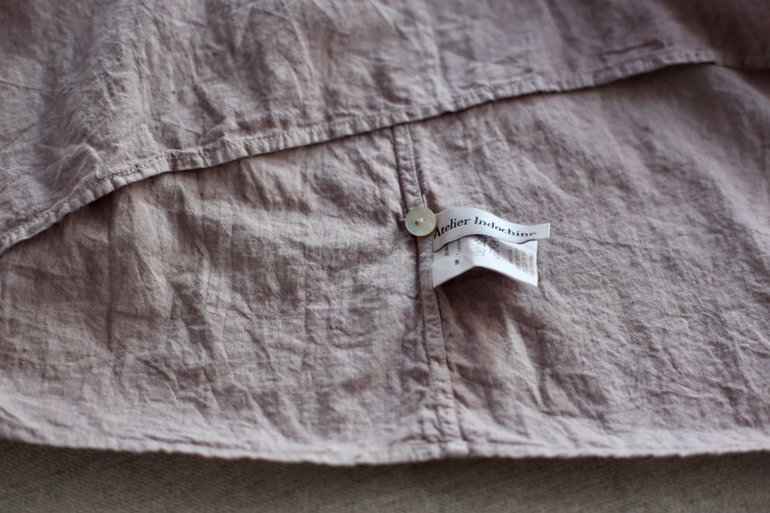 カディコットン カウント100 ギャザーブラウス khadi cotton pullover blouse 「灰桜/Dusty pink」