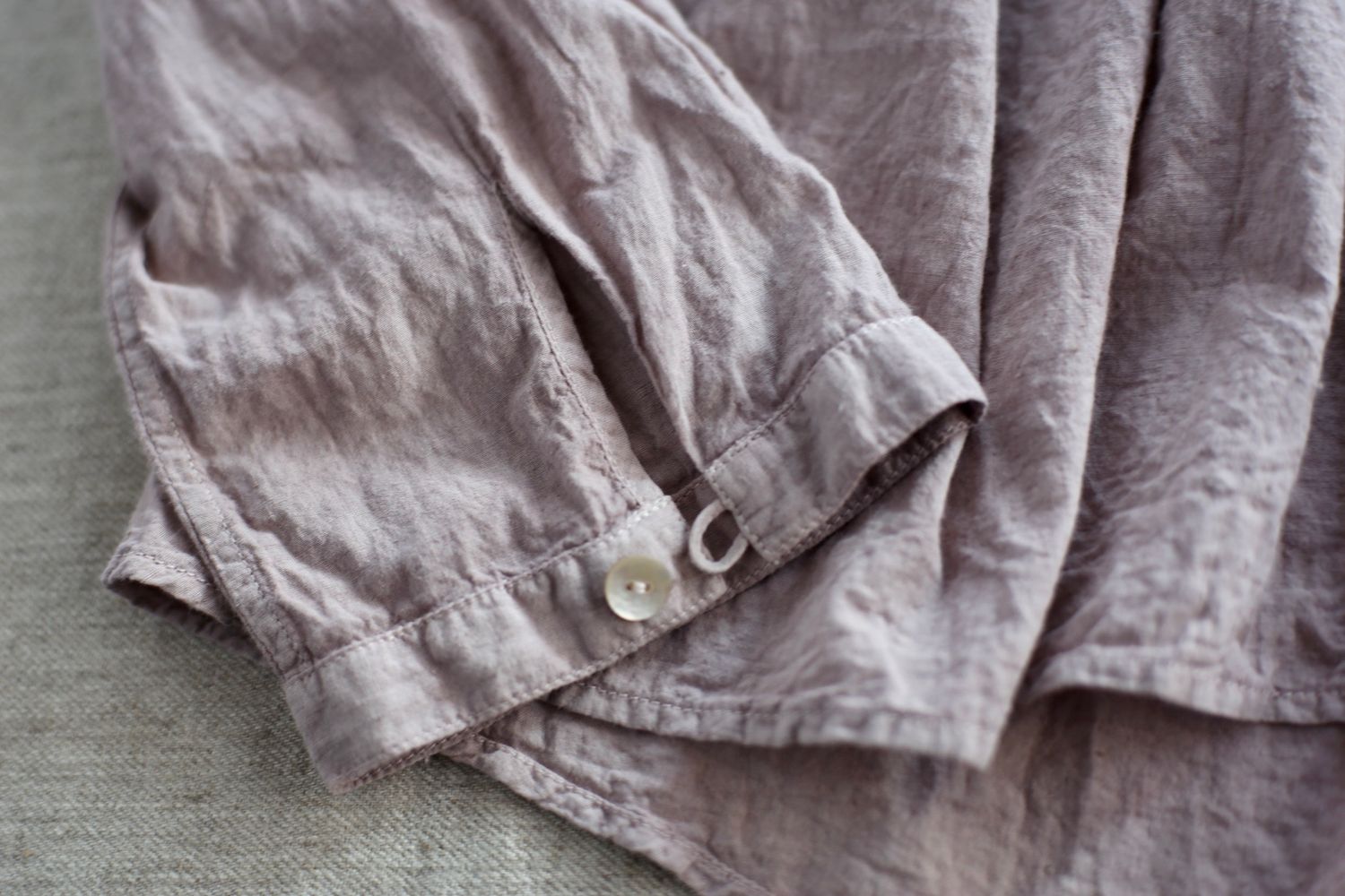 カディコットン カウント100 ギャザーブラウス khadi cotton pullover blouse 「灰桜/Dusty pink」