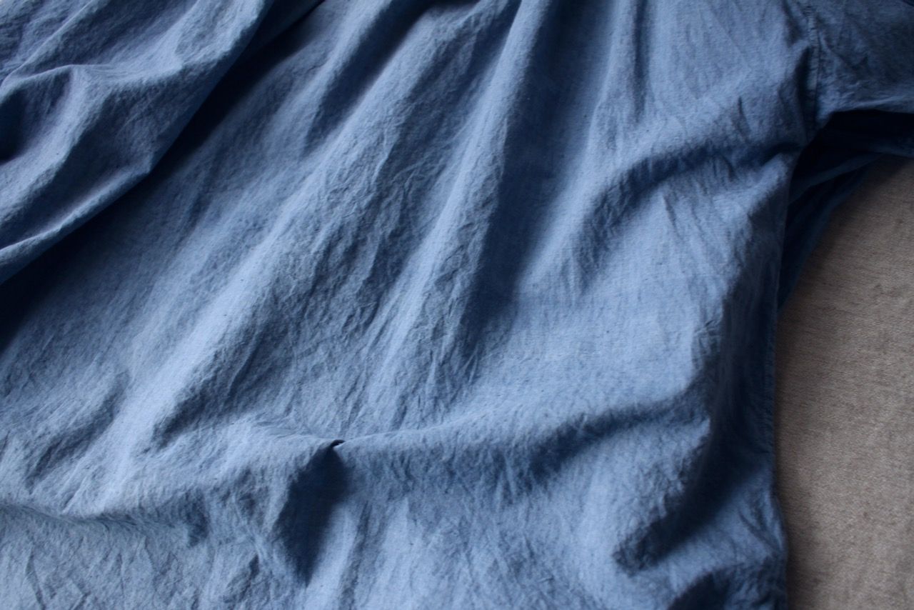 カディコットン カウント100 ギャザーブラウス khadi cotton pullover blouse 「薄藍/Light indigo」