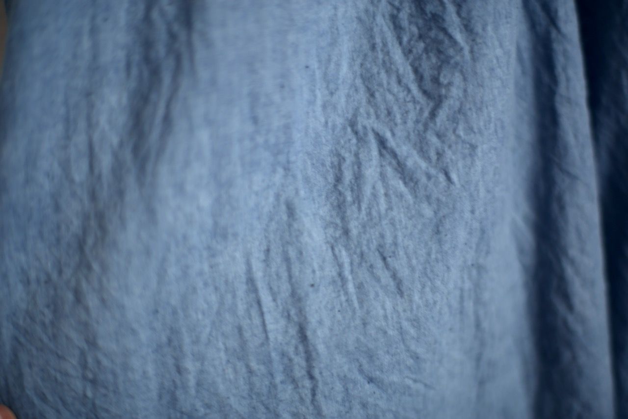 カディコットン カウント100 ギャザーブラウス khadi cotton pullover blouse 「薄藍/Light indigo」