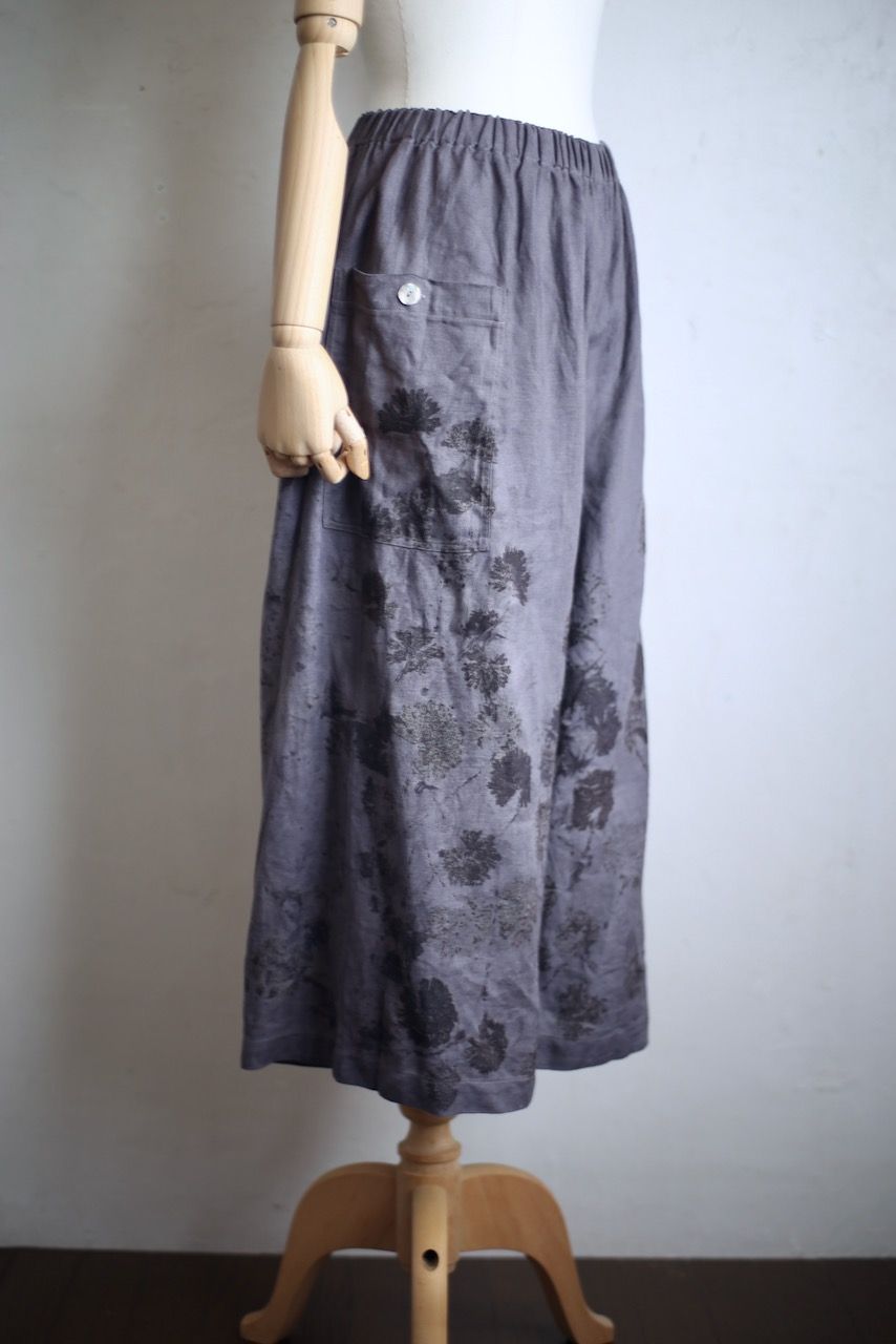 リネン ワイドパンツ Wide-leg linen pants  ボタニカルプリント
