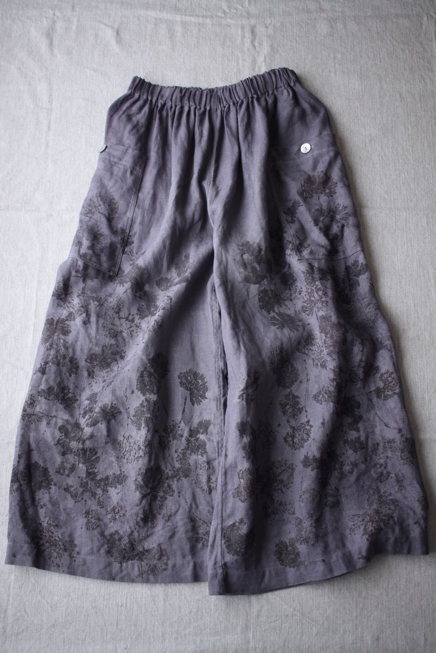 リネン ワイドパンツ Wide-leg linen pants  ボタニカルプリント