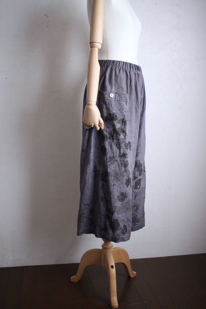 リネン ワイドパンツ Wide-leg linen pants  ボタニカルプリント