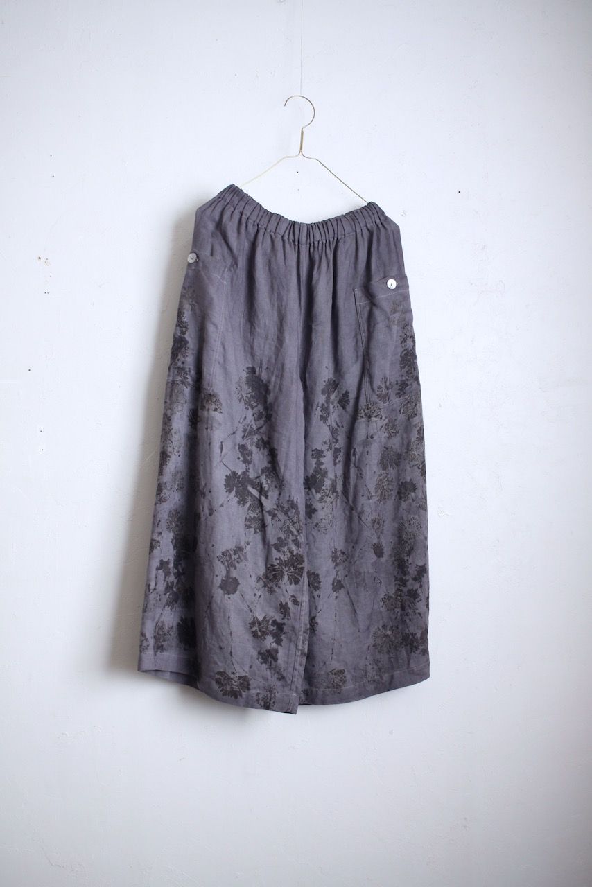 リネン ワイドパンツ Wide-leg linen pants  ボタニカルプリント