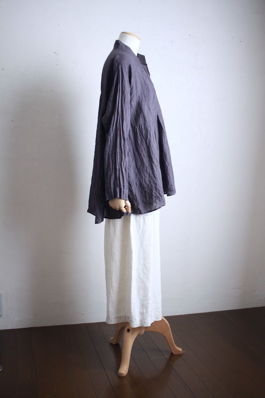 リネン プルオーバーブラウス Linen pull-over blouse「ぶどう/Grape」