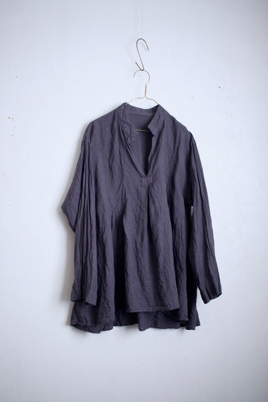 リネン プルオーバーブラウス Linen pull-over blouse「ぶどう/Grape」