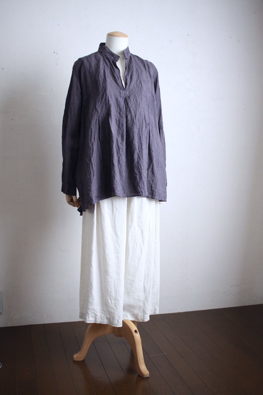 リネン プルオーバーブラウス Linen pull-over blouse「ぶどう/Grape」