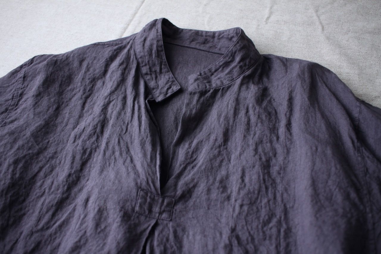 リネン プルオーバーブラウス Linen pull-over blouse「ぶどう/Grape」