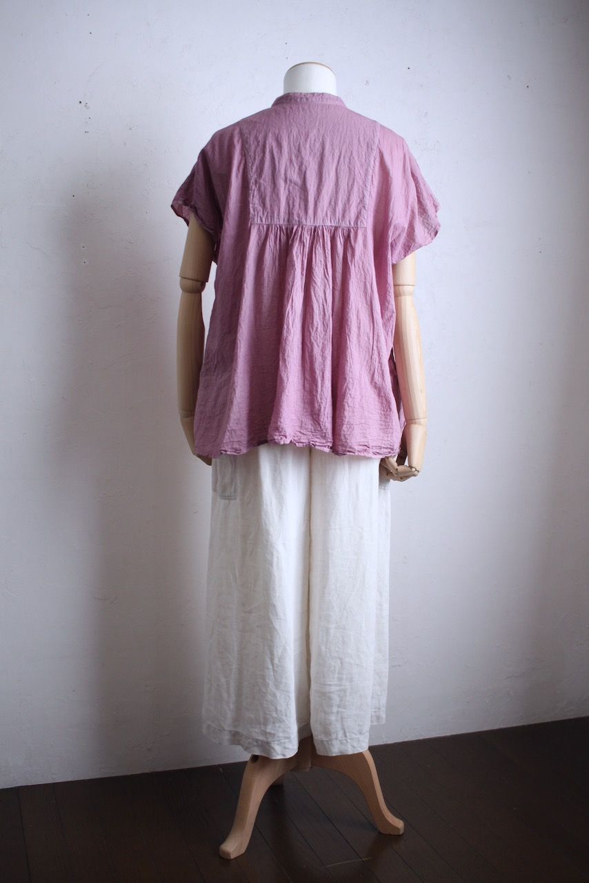 コットンローン パネル切り替えブラウス/ Cotton lawn blouse 「チェリーピンク/Cherry pink」✴︎同系色の追加予定あります