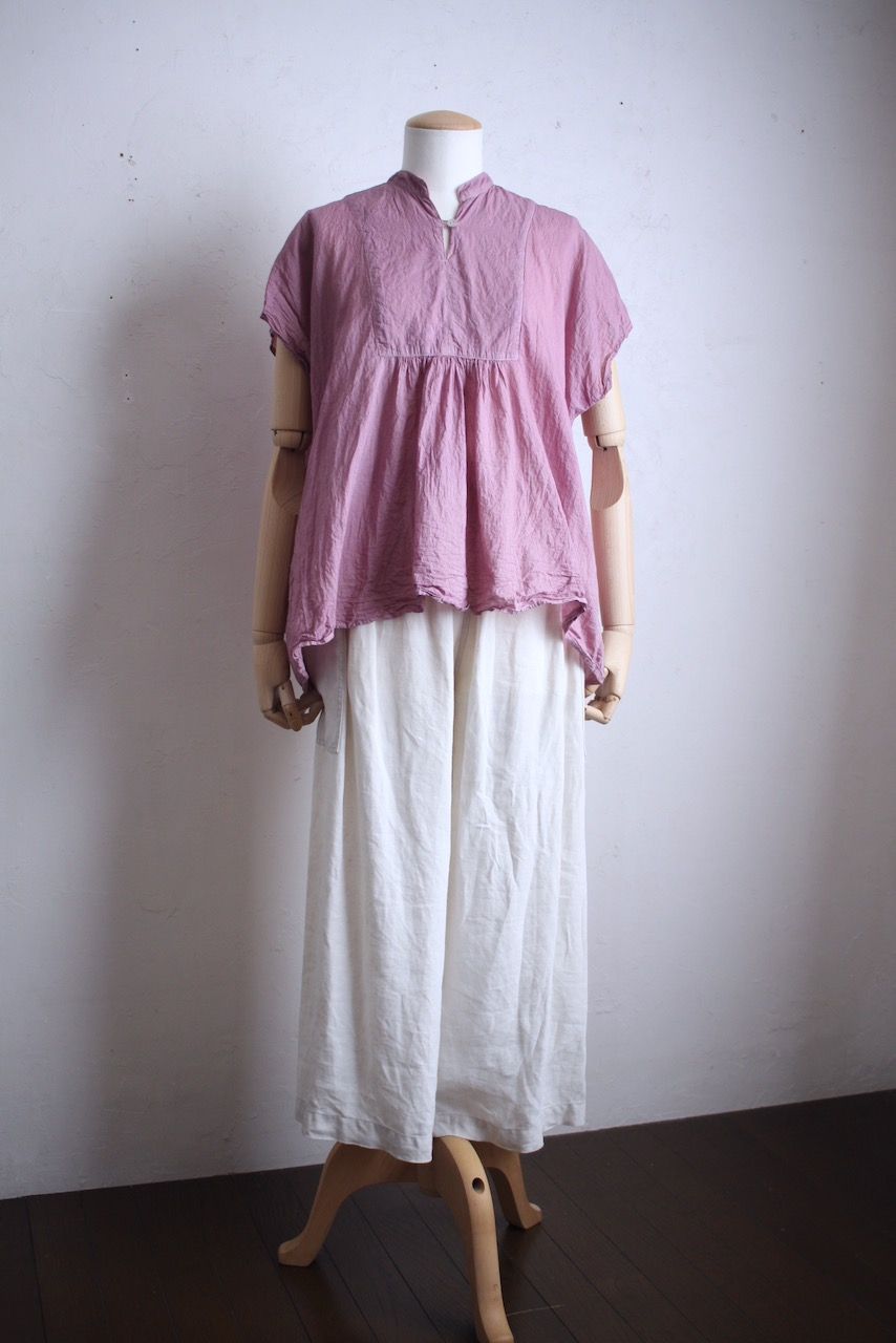 コットンローン パネル切り替えブラウス/ Cotton lawn blouse 「チェリーピンク/Cherry pink」✴︎同系色の追加予定あります