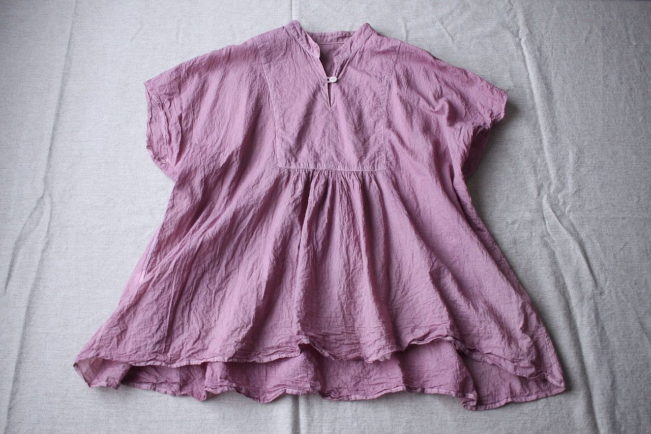 コットンローン パネル切り替えブラウス/ Cotton lawn blouse 「チェリーピンク/Cherry pink」✴︎同系色の追加予定あります