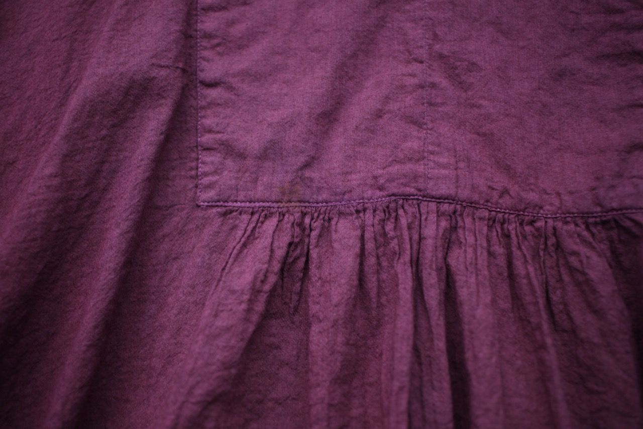 コットンローン パネル切り替えブラウス/ Cotton lawn blouse 「茜/Madder red」