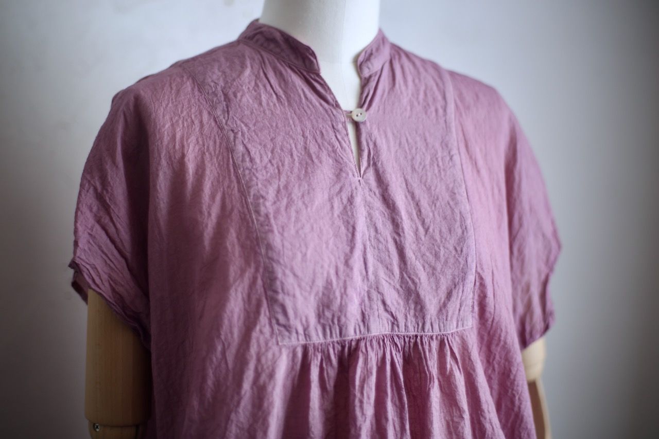 コットンローン パネル切り替えブラウス/ Cotton lawn blouse 「チェリーピンク/Cherry pink」✴︎同系色の追加予定あります