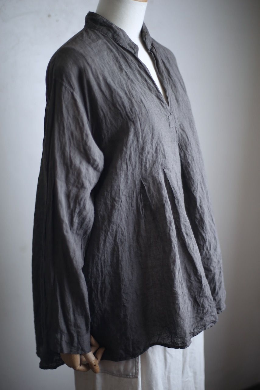 リネン プルオーバーブラウス Linen pull-over blouse「柿渋/Persimmon tannin」