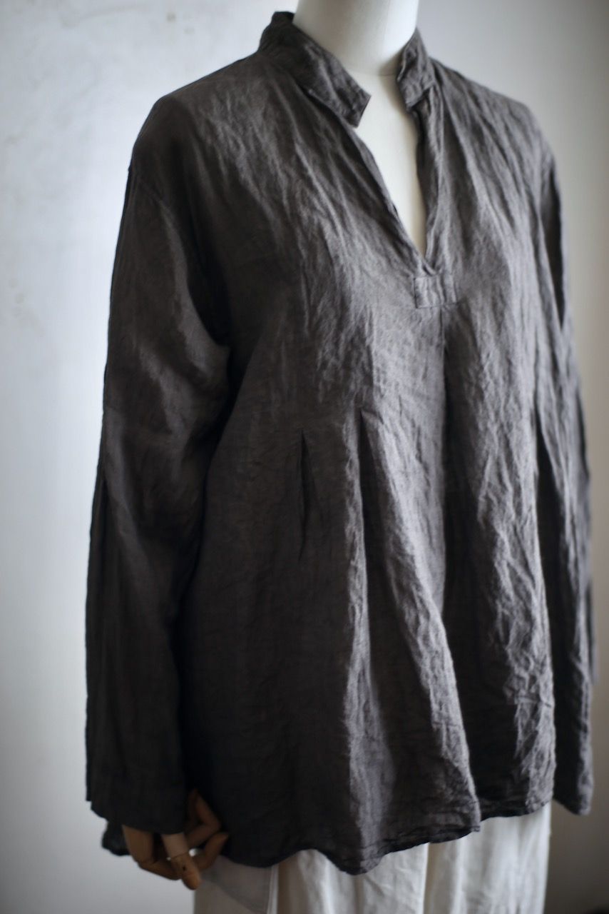 リネン プルオーバーブラウス Linen pull-over blouse「柿渋/Persimmon tannin」