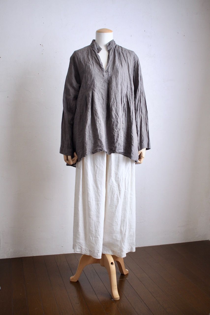 リネン プルオーバーブラウス Linen pull-over blouse「柿渋/Persimmon tannin」
