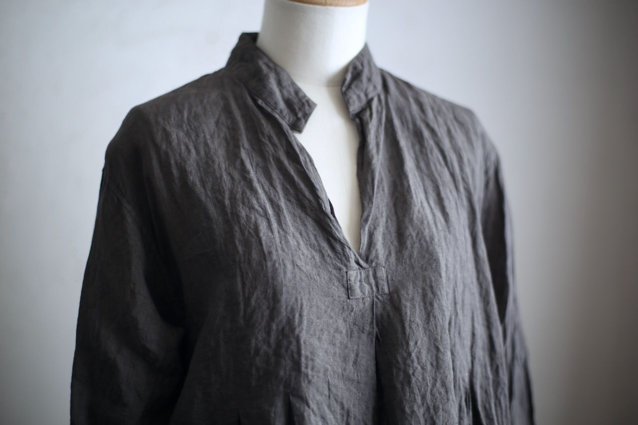 リネン プルオーバーブラウス Linen pull-over blouse「柿渋/Persimmon tannin」