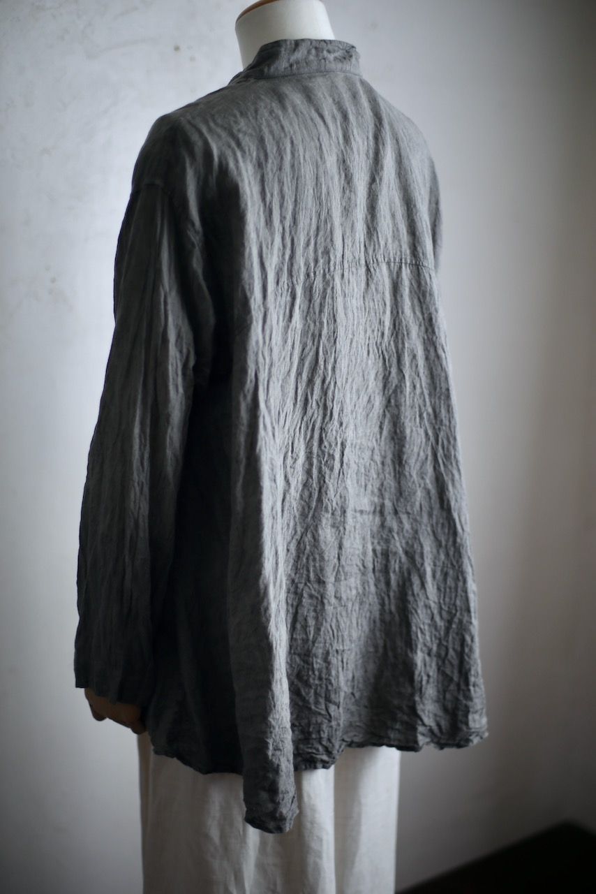 リネン プルオーバーブラウス Linen pull-over blouse「墨/Charcoal」