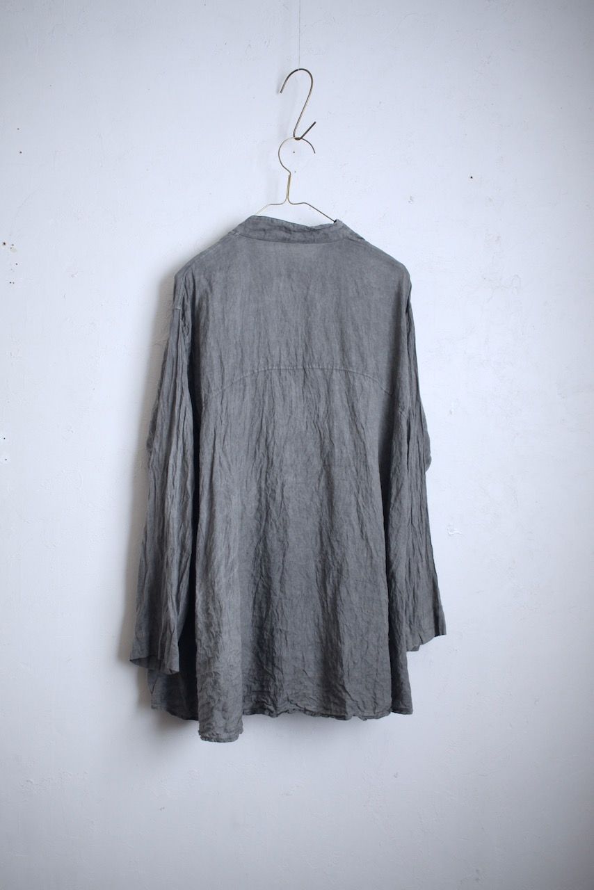 リネン プルオーバーブラウス Linen pull-over blouse「墨/Charcoal」