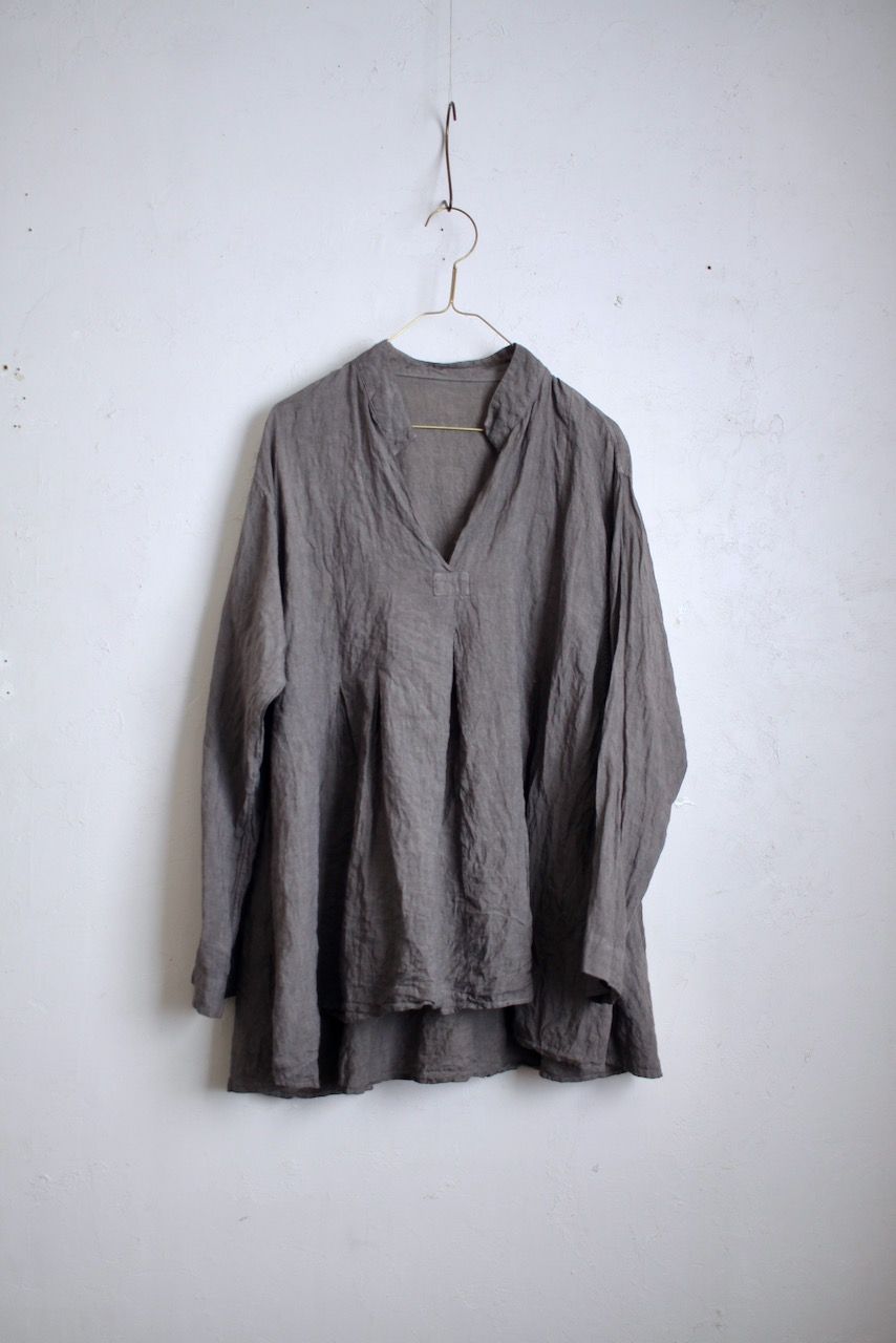 リネン プルオーバーブラウス Linen pull-over blouse「柿渋/Persimmon tannin」