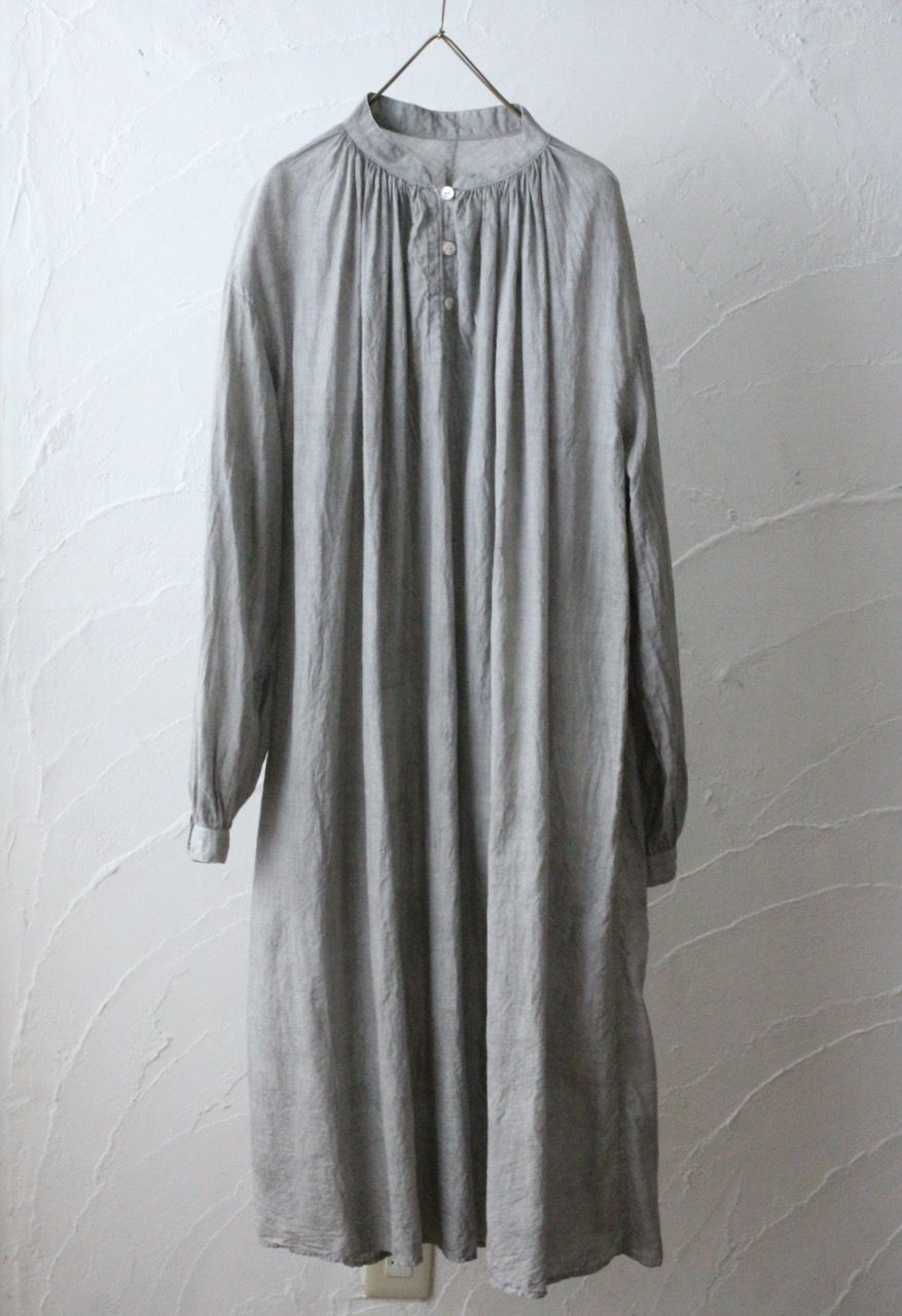 カディコットン 薄手 ロングブラウス/Khadi cotton long blouse「墨/Charcoal」