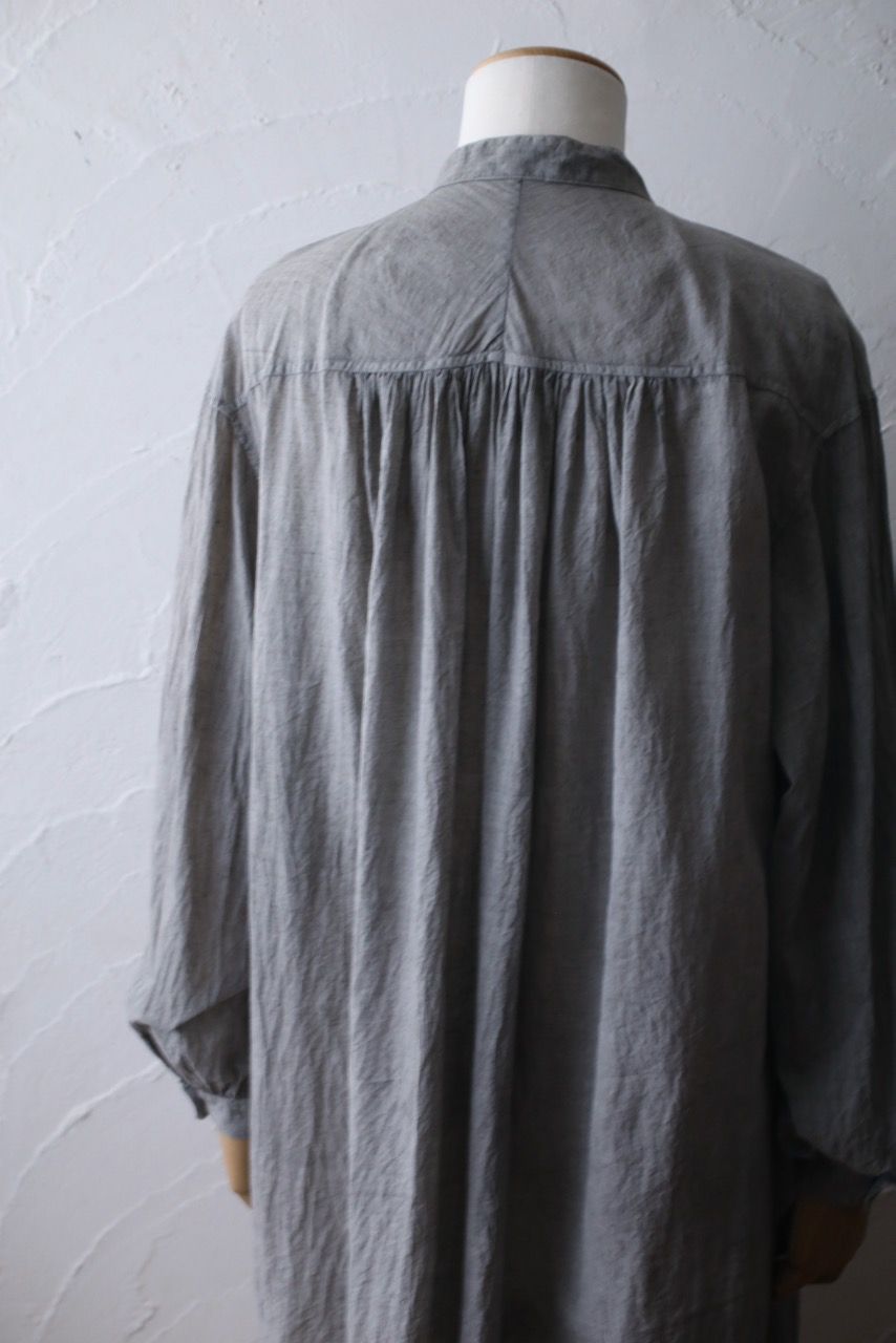 カディコットン 薄手 ロングブラウス/Khadi cotton long blouse「墨/Charcoal」