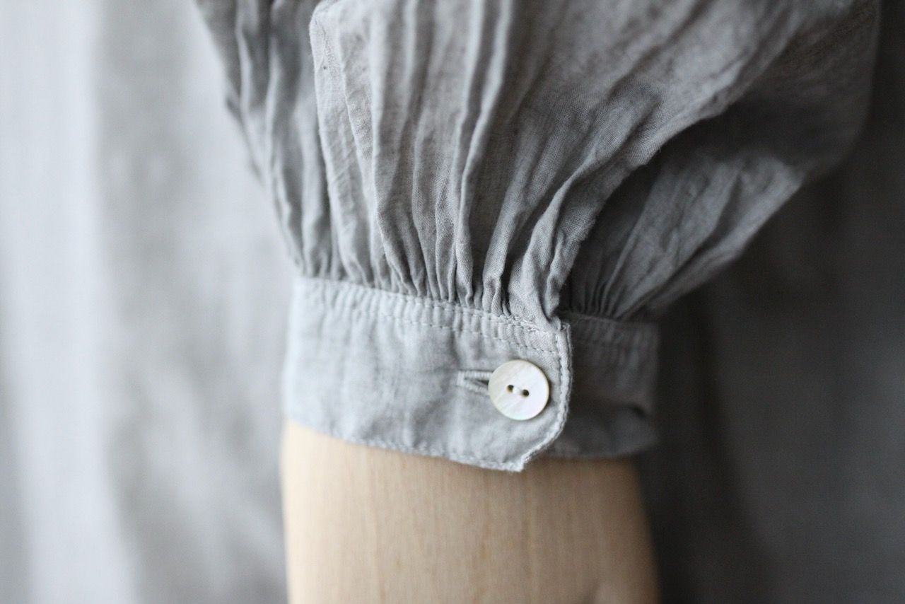 カディコットン 薄手 ロングブラウス/Khadi cotton long blouse「墨/Charcoal」